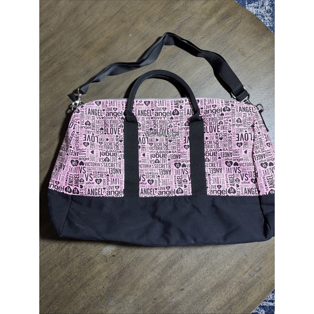 Victorias Secret Getaway Weekend Bag Tote Angel Love VS Limited Edition Pink Blk